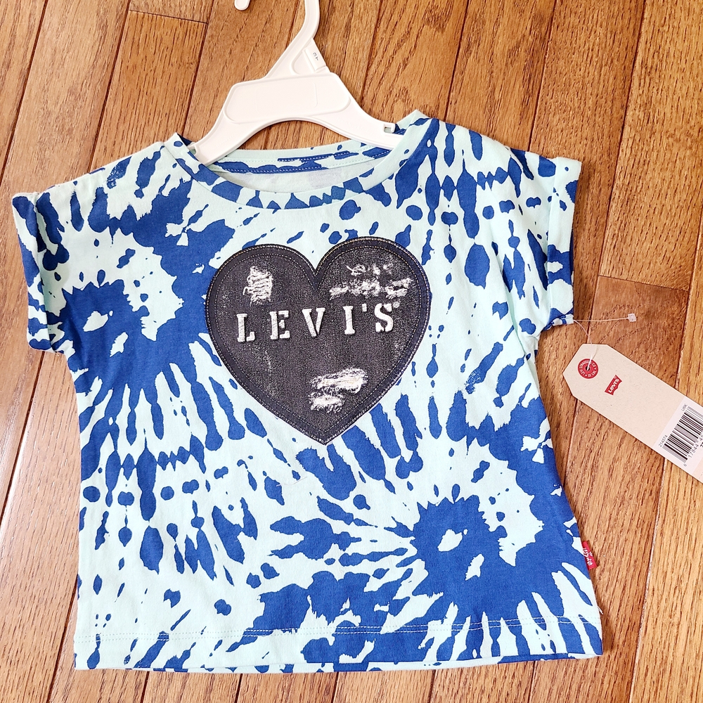 Levi's Kids Blue and White Tie-Dye Heart Tee